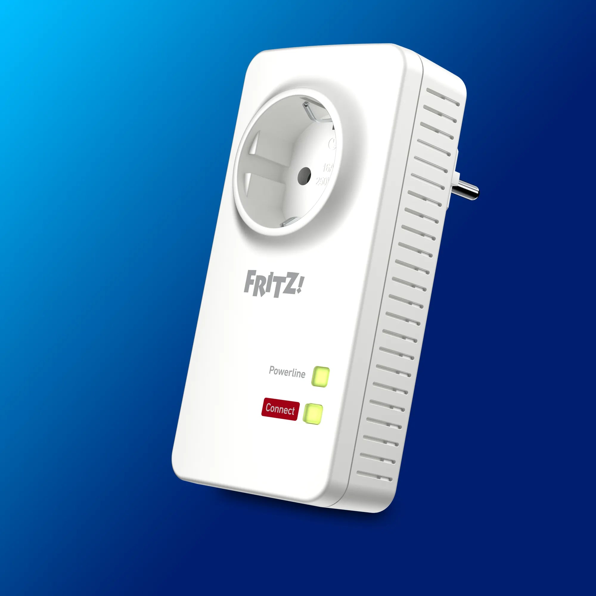 FRITZ!Powerline 1220 auf blauem Hintergrund