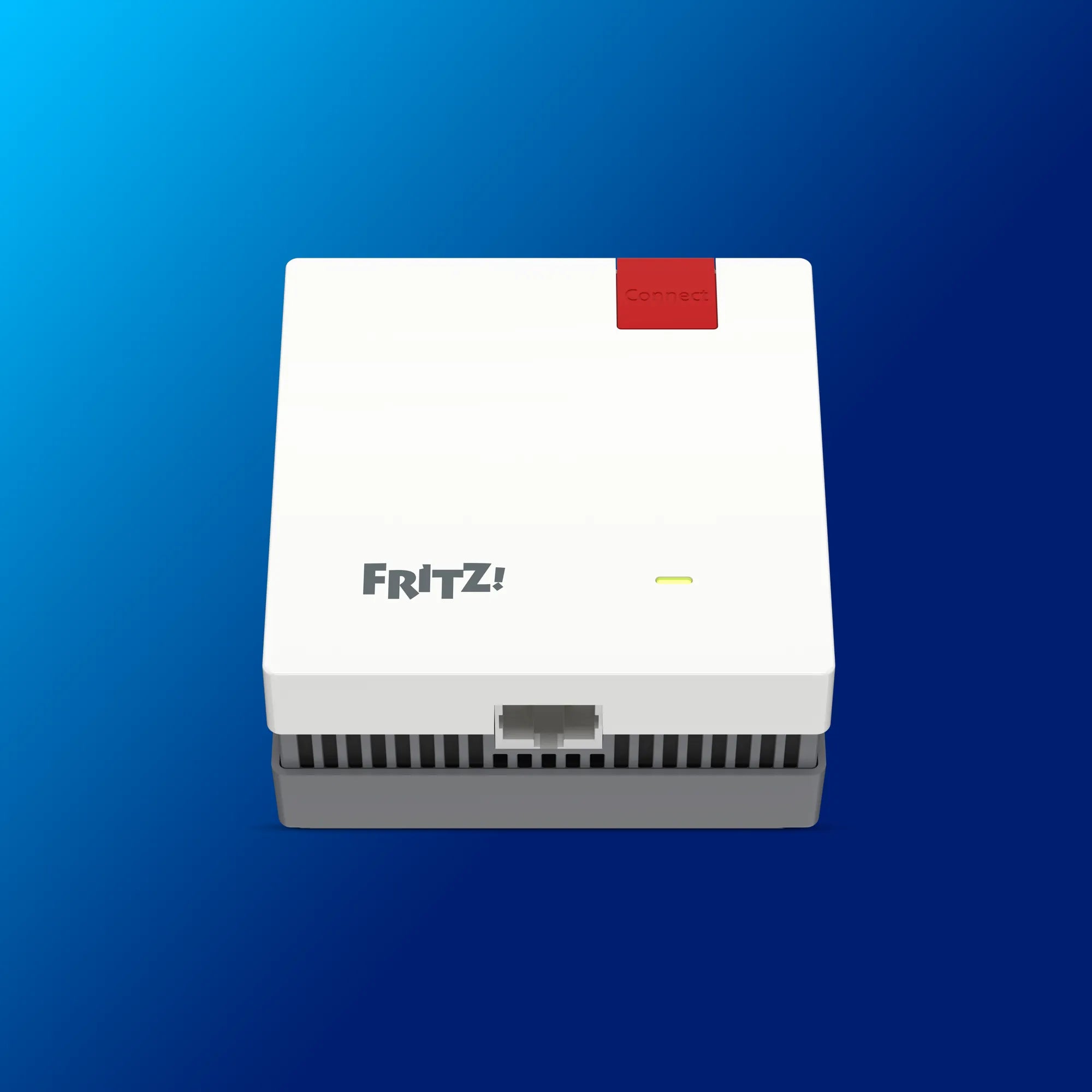 FRITZ!Repeater 1200 AX auf blauem Hintergrund