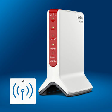 FRITZ!Box 6820 LTE auf blauem Hintergrund