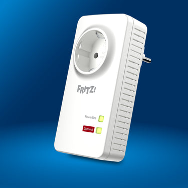 FRITZ!Powerline 1220 auf blauem Hintergrund