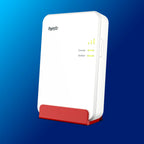 FRITZ!Repeater 1610 Outdoor auf blauem Hintergrund