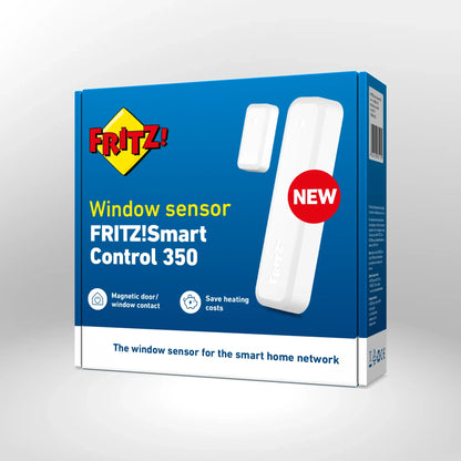 Verpackung des FRITZ!Smart Control 350 auf grauem Hintergrund